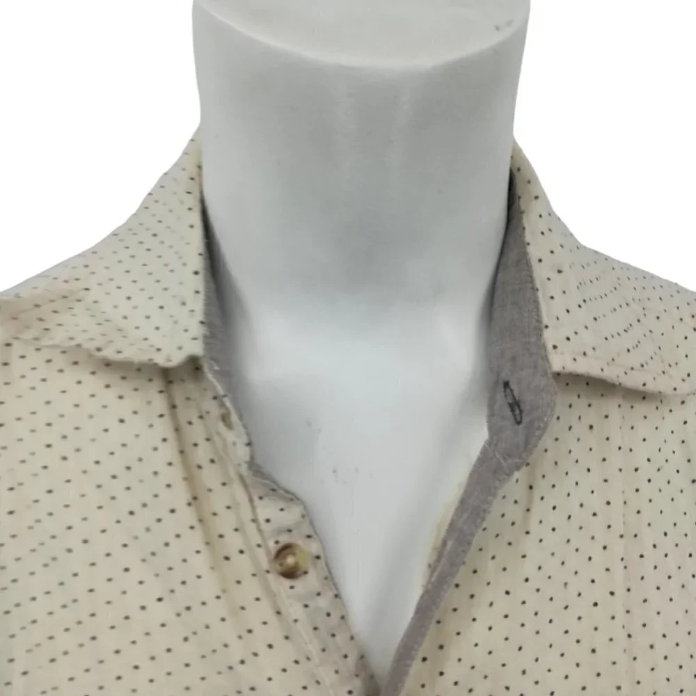 Free People Polka Dot Short Sleeve Ruffle Button Front Shirt Size XS Crochet